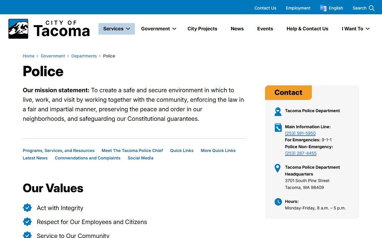 Tacoma Sex Offenders Tacoma Police Department page