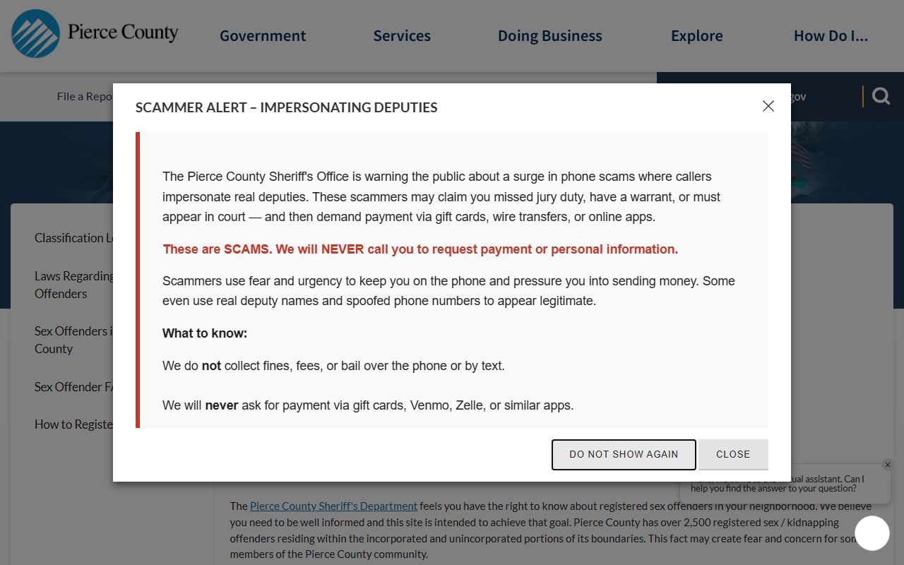 Pierce County Sex Offenders crime statistics page